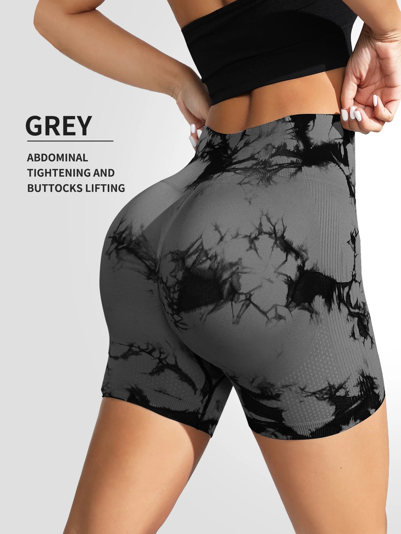Moteriški Tye-Dye Jogos Šortai – Aukštas Liemuo ir Liftingo Efektas