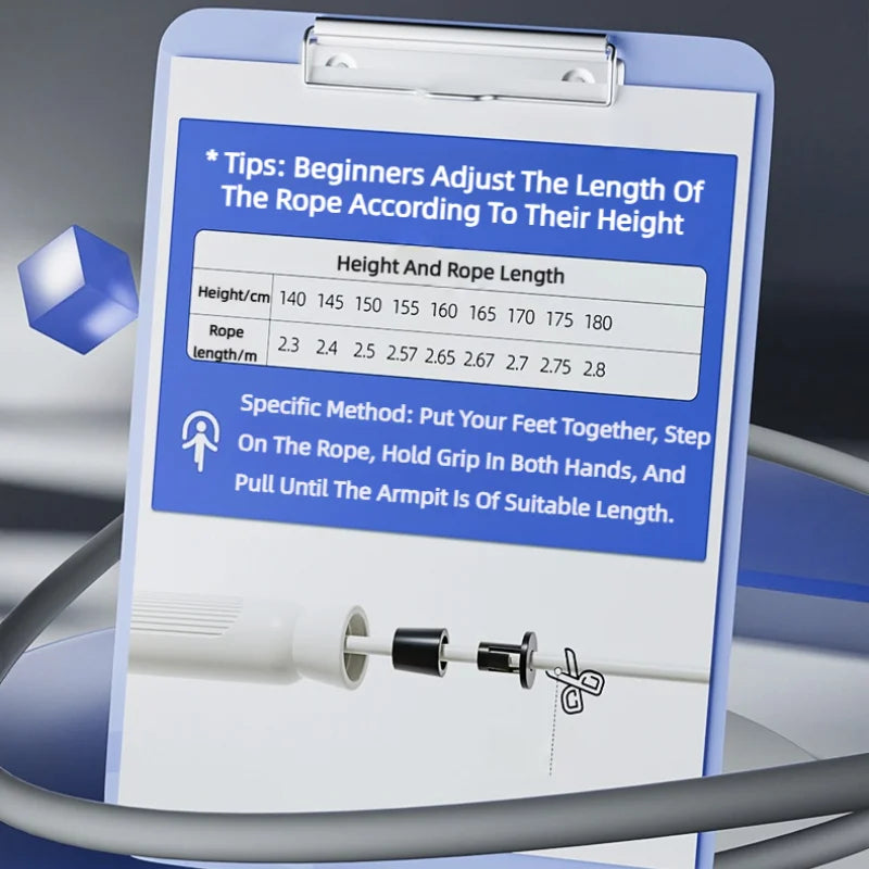 Reguliuojama šokinėjimo virvė, skirta greito praleidimo pratimams svorio metimui, kūno rengybai moterims, vyrams ir vaikams, ilgio plieniniams lynams su guoliais.