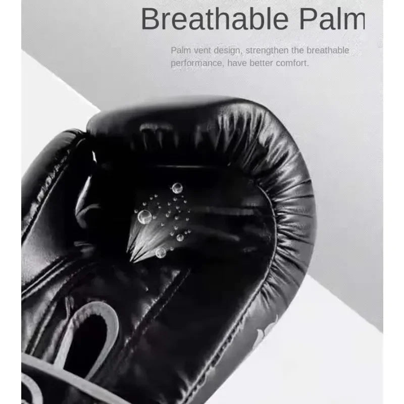 🥊 „Venom“ Kvėpuojančios PU Odos Bokso Pirštinės – 6oz, 8oz, 10oz, 12oz, 14oz, 16oz – Vaikams ir Suaugusiems, Taekwondo ir Muay Thai Treniruotėms