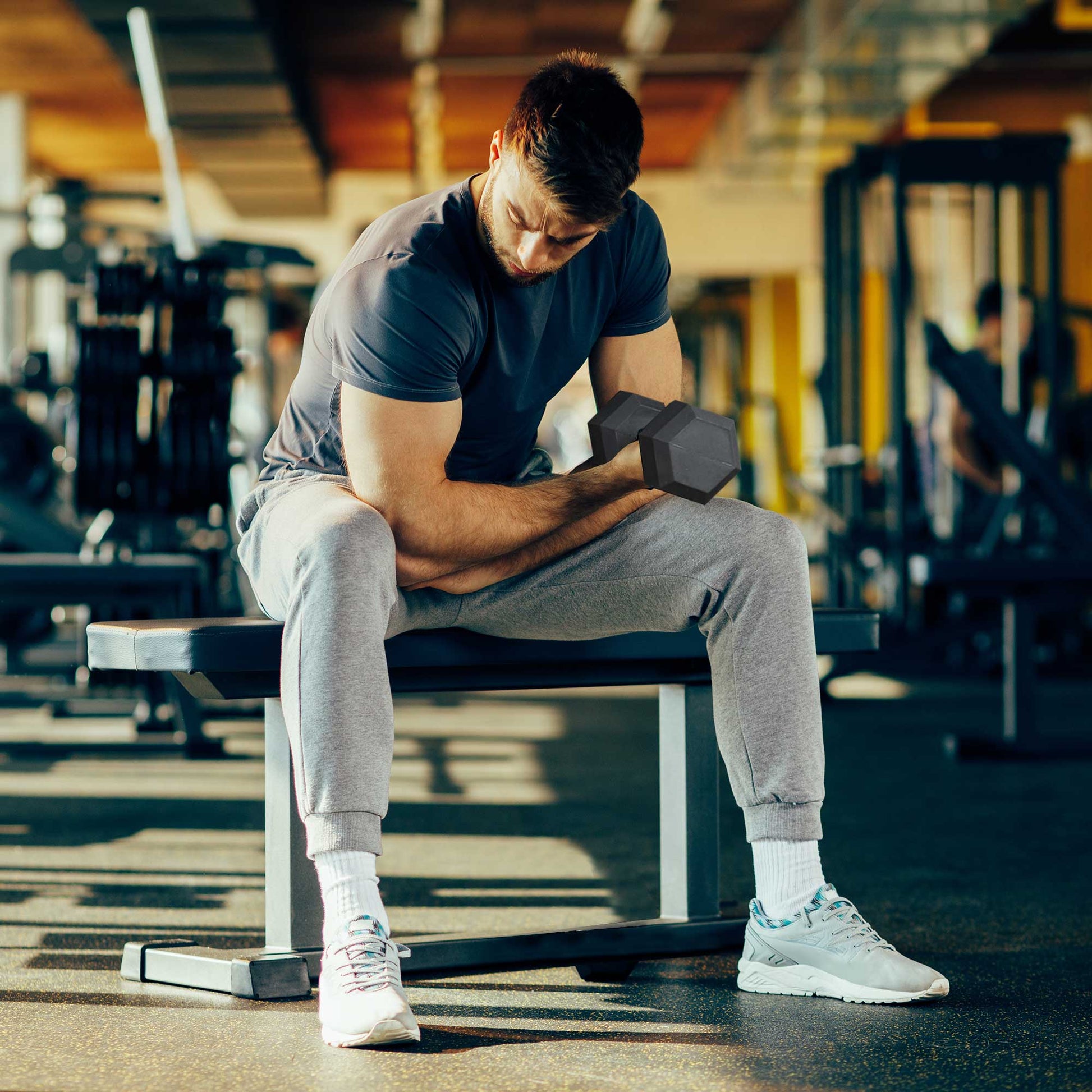 2x15kg Rubber Hex Dumbbell Portable Hand Weights Dumbbell Home Gym Workout Fitness Hand Dumbbell-1