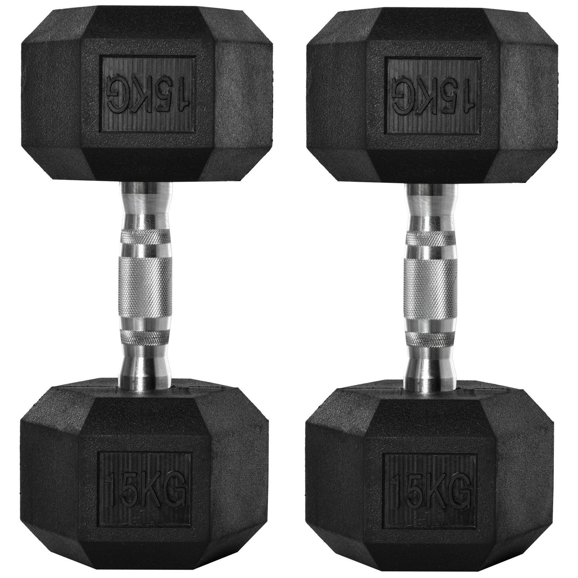 2x15kg Rubber Hex Dumbbell Portable Hand Weights Dumbbell Home Gym Workout Fitness Hand Dumbbell-0